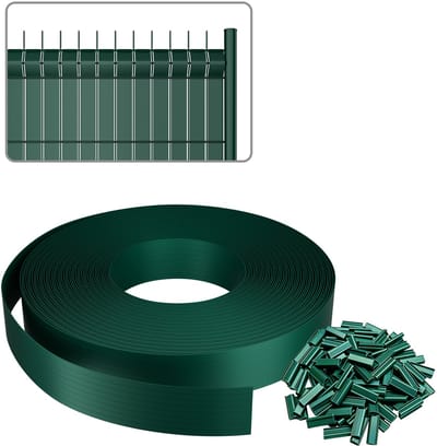 ACXIN PVC Schutting Afsluiting PVC Schutting Strips voor Hekwerk - Tuinscherm en Hekwerk Bekleding 100% Zichtdicht UV-bestendig Weerbestendig - 65 m x 4.7 cm - Groen - 120 Clips
