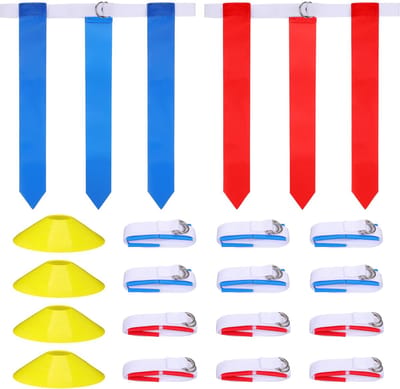 Unyqoos® Complete 16-delige set voor vlagvoetbal met verstelbare riemen en kegels