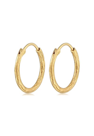 Elli Oorbellen Casual Gestructureerde Afwerking Basic Trend Minimal in 925 Sterling Zilver Verguld