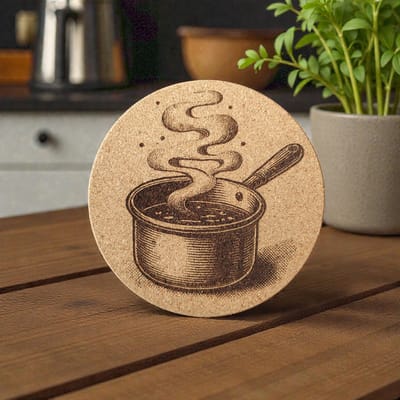 Baardmans Creaties - Pannen-onderzetter kurk rond 17 cm 'steelpan'