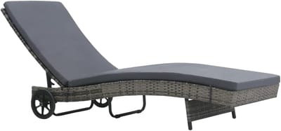 Ligstoel met wielen - Tuinstoel relax - Ontspannen buiten - Verstelbare rugleuning - 199 x 60 cm - Antraciet