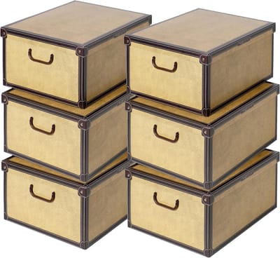 Opbergdozen Set - Kleding Organizer - Seizoenswissel Opslag - Stevig Karton Ontwerp - 6 Stuks 40x50x25cm - Stippen Design