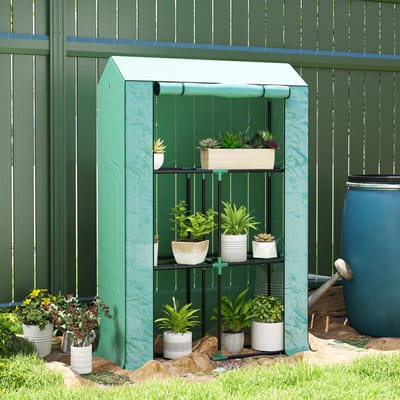 MODFU - Foliekas Met 3 Niveaus Draadrekken - Oproldeur Met Ritssluiting - Stalen Frame - Groen - 100 X 40 X 150 Cm