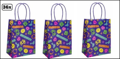 36x Koordtas Gamer 16cmx9cmx22cm - goodiebag|papieren|draagtas|tas|koord|festival|kado|themafeest|party|geschenken
