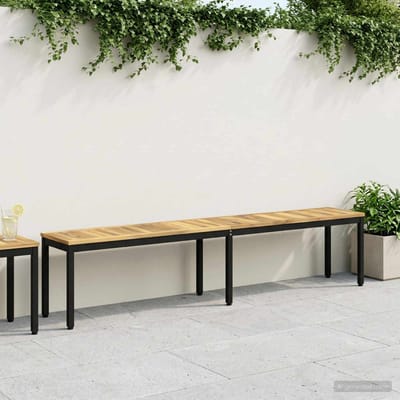 vidaXL - Tuinbank - 201 - x - 35 - x - 45 - cm - Massief - Acacia - Hout - Wit - en - zwart