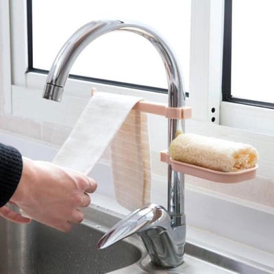 Zeep Houder Rekje - Vaatdoek Houder - Waterkraan Vaatdoek – Rekje Zeephouder - Zeepbakje – Vaatdoek, Handdoek Opknoping – Keuken, Badkamer, zeep Houder - Organizer - Sink - Opknoping & Opbergrek Roze