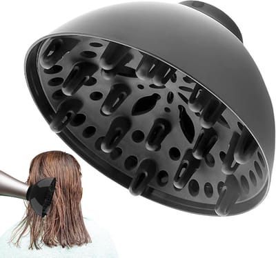 Krullende diffuser - Haar opzetstuk - Krullen stylen - Opklapbare kop - 13x13x8 cm - Zwart