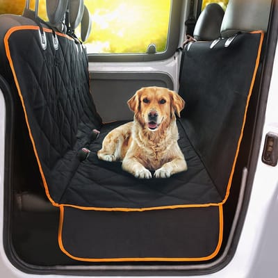 Famanu - Autostoelhoezen voor honden – auto’s, vrachtwagens en SUV’s, luxe volledige beschermer met extra zijkleppen, veiligheidsgordelopeningen – hangmat converteerbaar voor uw huisdier