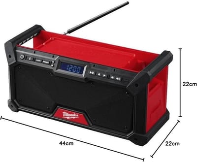 Bouwradio DAB+ - Werkplaatsradio Geluidsbox - Muziek Luisteren Bouw - Dubbele Woofer Tweeter - 12 x 12 x 12 cm