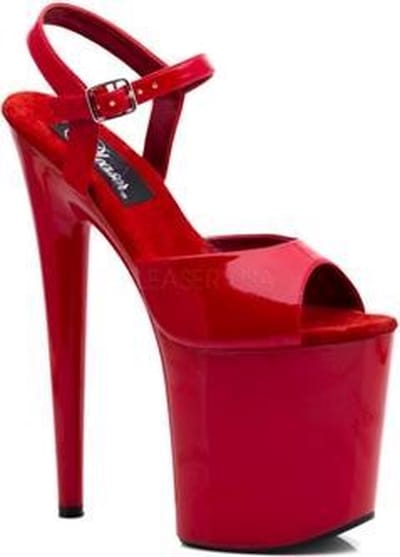 Pleaser - FLAMINGO-809 Sandaal met enkelband, Paaldans schoenen - Paaldans schoenen - 41 Shoes - Rood