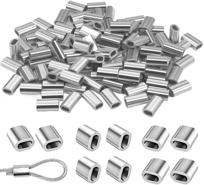 120 Stuks Aluminium Klemmen voor Kabels, Persklemmen, Strangle Crimping Loops en Ovale Klemmen voor Touw en Staal Kabels
