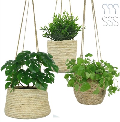 Unyqoos ® Stijlvolle Set van 3 Hangende Bloempotten voor Interieur en Decoratie