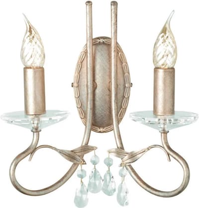 Landelijke Wandlamp - Steady Lighting - Metaal - Landelijk - E14 - L: 14cm - Voor Binnen - Woonkamer - Eetkamer - Zilver