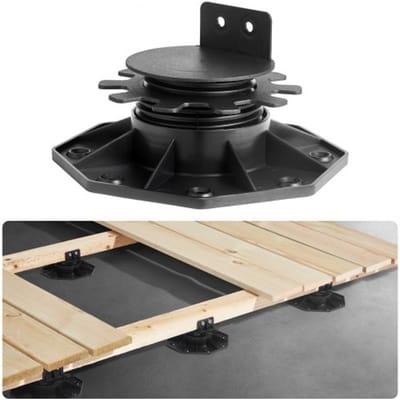 VEVOR vloerdrager, hoogteverstelbaar van 30 tot 60 mm, 12 stuks, terrasdrager, draagvermogen 907,18 kg, stelvoet, kunststof ondervloer, plaatdrager, balkdrager voor hout, beton, metaal