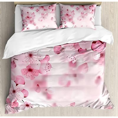 Bloemen Beddengoed Set Dekbed Dekbedovertrek Kussenslopen Klaprozen van Lente Seizoen Pastorale Bloemen Bot Beddengoedovertrek Tweepersoonsbed Set AU King(245x210cm)