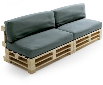 Bananair - Palletkussens 2x Set - Afneembare hoes - Waterbestendig - Tuinkussens voor Palletbank - 2x Zitkussen 120x80x15 cm & 2x Rugkussen 120x40x15 cm - Donkergrijs