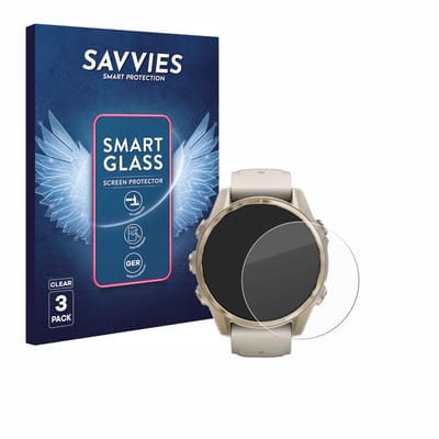 3 Stuks Savvies Screenprotector - geschikt voor Garmin Fenix 8 (43 mm) - beschermfolie glas transparant