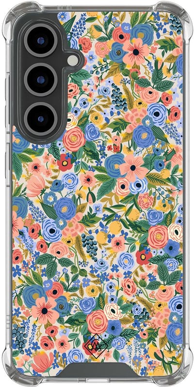 Casimoda® hoesje - Geschikt voor Samsung Galaxy S24 FE - Blue Gardens - Shockproof case - Extra sterk - TPU/polycarbonaat - Blauw, Transparant