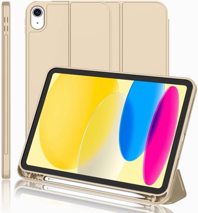 Hoes geschikt voor iPad A16 hoes - ipad 2025 hoes Goud - iPad (A16) 11th/10th Generation Case(2025/2022) met pencil houder - Smart bookcase