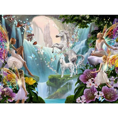 5D bricolage diamant peinture point de croix elfe cheval blanc pleine pierre ronde diamant broderie 20X30CM gray