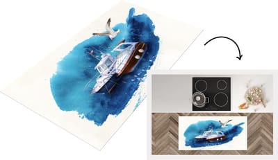 Keukenloper - Loper keuken - Boot - Zee - Waterverf - 120x60 cm - Keukenloper vinyl
