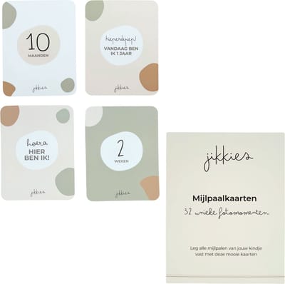Jikkies Mijlpaalkaarten - 16 Dubbelzijdig - Eerste Levensjaar - Milestone Cards - Uniek Design - Foto Mijlpaalkaarten - Baby Shower - Kraamcadeau