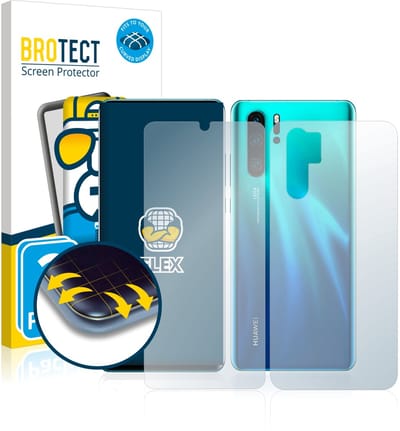 BROTECT - Screenprotector voor Huawei P30 Pro (Voor+Achter) - Folie Beschermfolie transparant volledig dekking - 2 Stuks