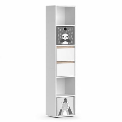 Vicco Robert Kinderboekenkast – 36.2 x 171 cm met vouwboxen grijs Wit