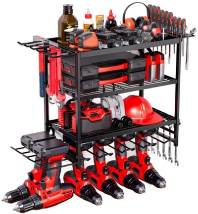 UFTA Gereedschapsorganizer - Wandmontage Garage - Metalen Gereedschapsrek met Opbergsysteem - Ruimtebesparend Heavy Duty - Zwart