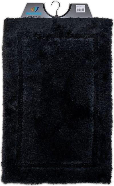 Wicotex - Badmat uni Zwart - Badmat - Antislip onderkant - Afmeting 60x90cm