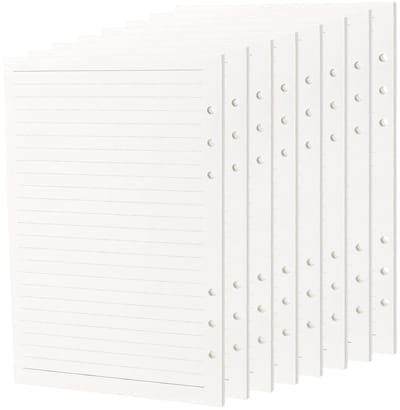Pack van 10 A5 Navullingen, 900 Pagina's/450 Vellen, 100 g/m², Geperforeerd Papier voor 6 Ringmappen, Geschikt voor Notitieboek en Journal