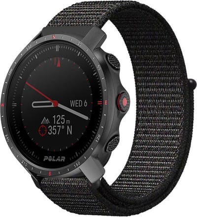 Strap-it Nylon smartwatch bandje - geschikt voor Polar Grit X / Grit X Pro / Vantage M / M2 / M3 / V3 - zwart