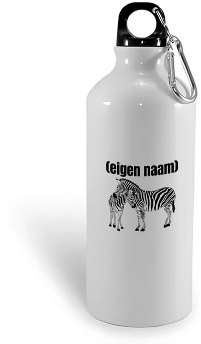 Hacebo® - 2 zebra's met eigen naam waterfles - Zebra - dieren liefhebber - iemand die houdt van zebra's - verjaardag - cadeau - kado - geschenk - water fles - 400ML