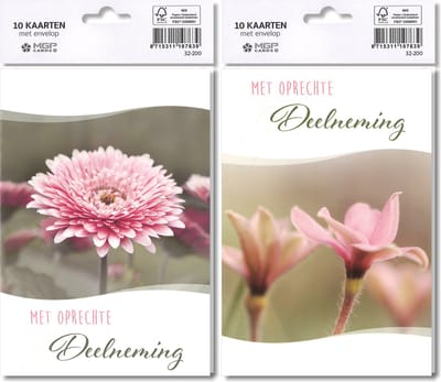 MGPcards - 10x dubbele wenskaart met witte envelop - Deelneming - 11.5 x 17 cm