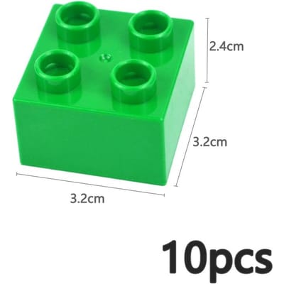 10 Pièces Blocs de Construction Colorés Grande Taille 2x2 Points Grandes Figurines Briques à Impression Épaisse Jouets Éducatifs pour Enfant Compatibles avec Duploes