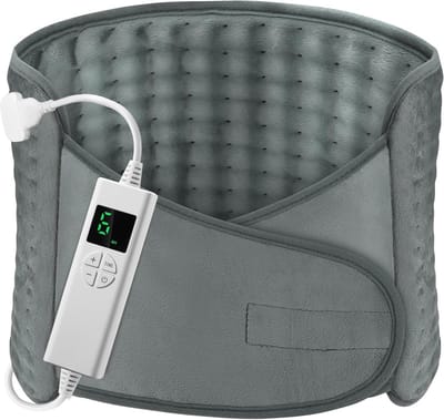 Verwarmingsriem Elektrisch – 6 Warmtestanden – Timer – Verstelbare Klittenbandsluiting – 126 x 30 cm – Grijs