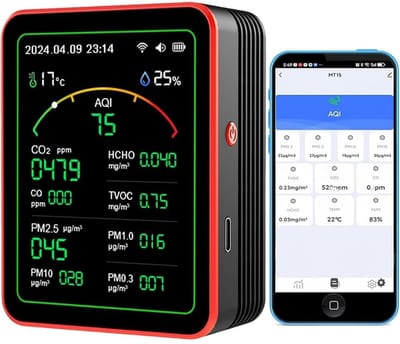 Fijnstofmeter - Luchtkwaliteitsmeter Voor Binnen - Co2 Meter - Zwart