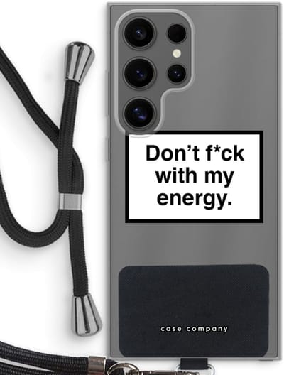 Case Company® - Hoesje met koord geschikt voor Samsung Galaxy S24 Ultra hoesje met Koord - My energy - Telefoonhoesje met Zwart Koord - Bescherming aan alle Kanten en Over de Schermrand