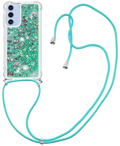 Coverup Hoesje - Geschikt voor Samsung Galaxy A17 Hoesje - Coverup Liquid Glitter Back Cover met Koord - Groen