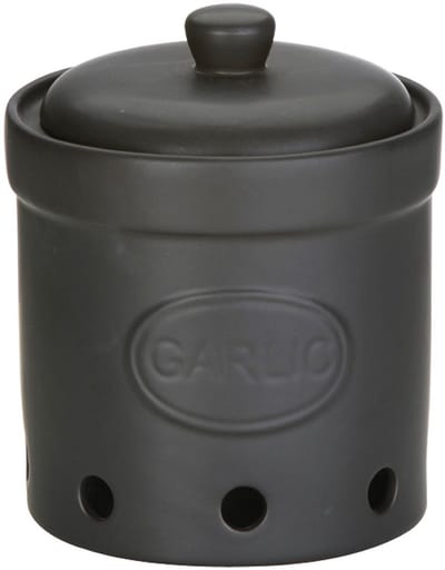 Bia collectie zwart stenen matte voorraadpot voor Knoflook 15 x 16 cm Storage jar in Matte Black for Garlic