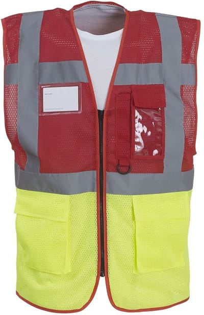 Yoko mesh veiligheidshesje met rits S Rood/Geel