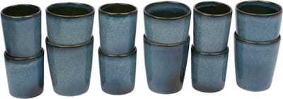 Kade 171 Evora koffiekopjes 12 stuks 150 en 250 ml - Portugees stoneware groen