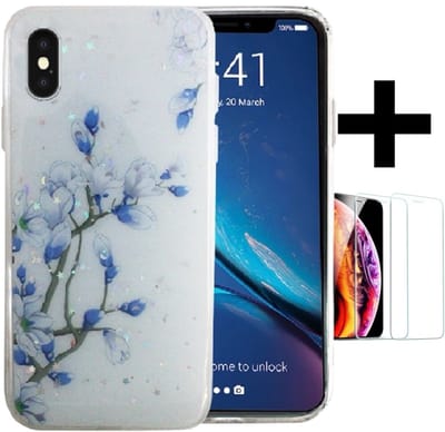 Hoesje Geschikt voor Apple iPhone XS Max silicone/TPU back cover print/iphone xs max print achterkant + gratis screenprotector (1)