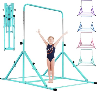 Opvouwbare Gymnastiekbalk - Turnbalk Kinderen - Thuis Turnen - Verstelbare Hoogte - 150 cm Lang - Blauwgroen