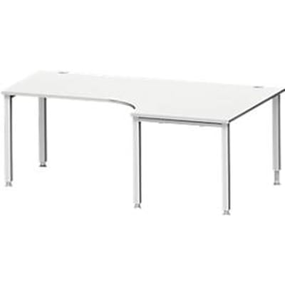 Schäfer Shop Genius hoekbureau MODENA FLEX 90°, aanbouw rechts, 4-poots vierkante buis, B 2000 mm, lichtgrijs