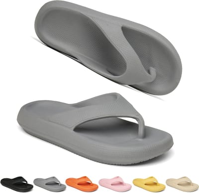 Geweo Badslippers - Slippers Heren - Antislip Zachte Zomer Teenslippers - Grijs - Maat44/45