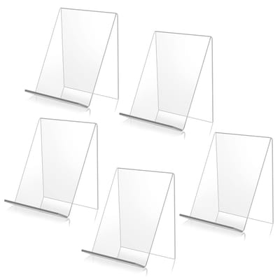 Boekstandaard van acryl, 5-delig, transparant, veelzijdig inzetbaar, displaystandaard van acryl, voor het weergeven van boeken, notitieboeken, fotoalbums