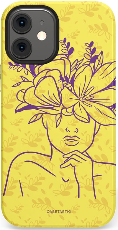 Casetastic hoesje geschikt voor Apple iPhone 12 Mini - Dubbellaagse bescherming - Floral Essence - Fashion Case - Goud Beige