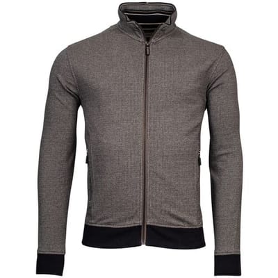 Baileys Vest Two-Tone Jacquard Sweat Cardigan Zip Beige / male