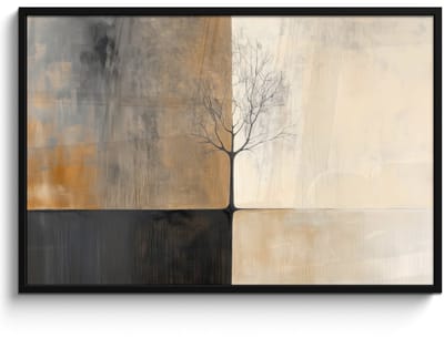 Poster in lijst - Fotolijst 120x80 cm - Posters - Boom - Vlakken - Takken - Kleurverloop - Posterlijst zwart - Decoratie - Wanddecoratie woonkamer - Muurdecoratie slaapkamer